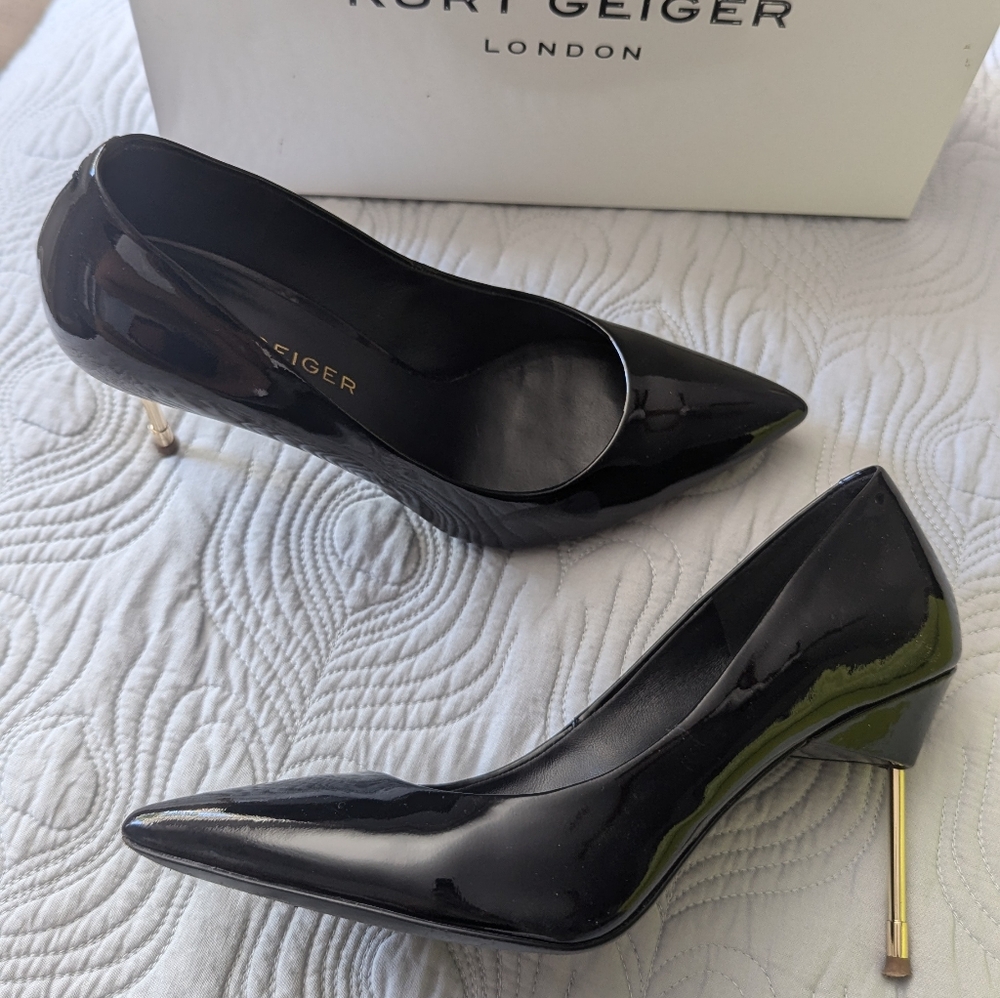 Kurt Geiger London black heels with gold detailing